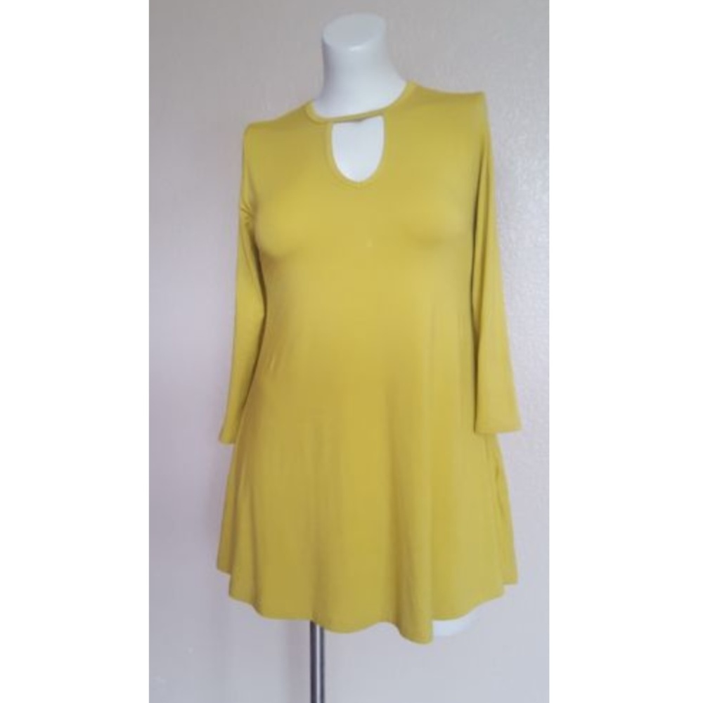 Soft Surroundings Swing Keyhole Knit Tunic Top Size M Yellow New
